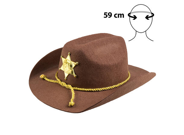 Cowboyhatt - Deputy Sheriff - Brun 1 Hatt til voksen - Onesize 
