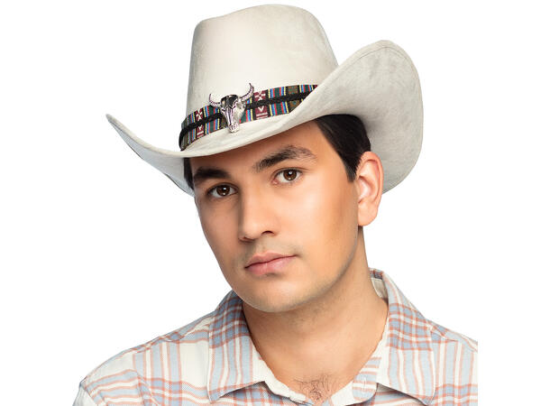 Cowboyhatt - Django - Beige m/pynt 1 Hatt til voksen - Onesize 