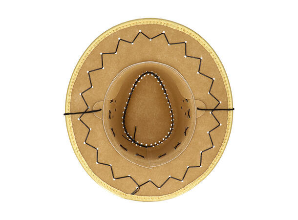 Cowboyhatt - Gull - Lærlook 1 Hatt til voksen - Onesize 