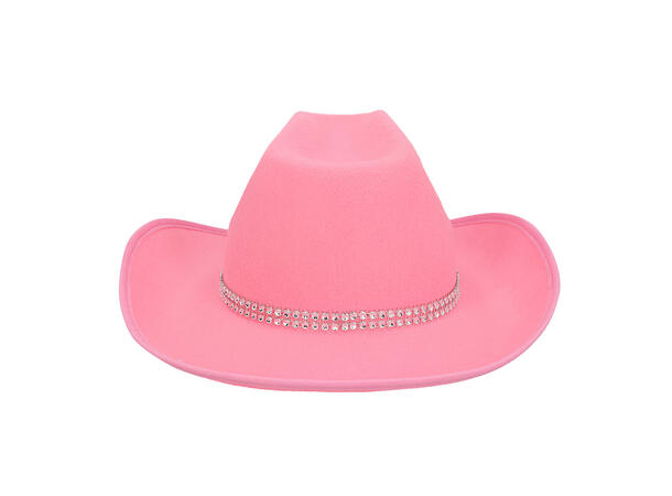 Cowboyhatt - Rosa m/glitter stjerne 1 Hatt til voksen - Onesize 