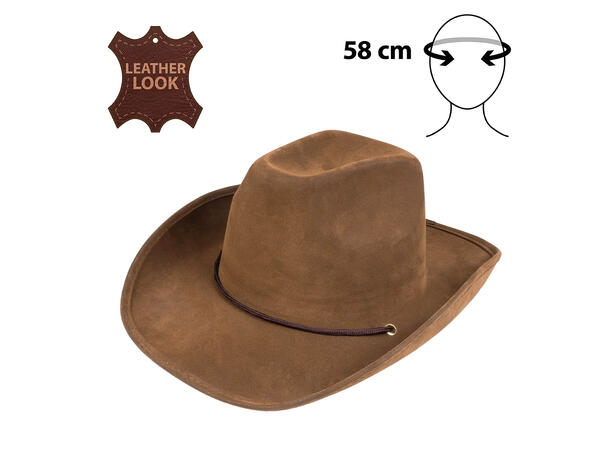 Cowboyhatt - Utah - Brun 1 Hatt til voksen - Onesize 