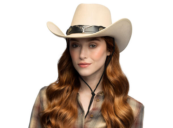 Cowboyhatt - Wyatt - Kremfarget 1 Hatt til voksen - Onesize 