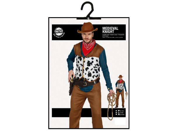 Cowboykostyme - 4 Deler 1 Herrekostyme - str 54-56 (XL) 
