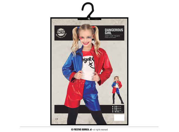 Dangerous Girl - Shorts/Jakke/Genser 1 Barnekostyme til jente - Str 7-9 År 