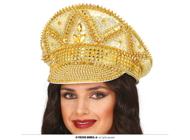 De-luxe kapteinshatt - Gull m/stener 1 Hatt til voksen - Onesize 