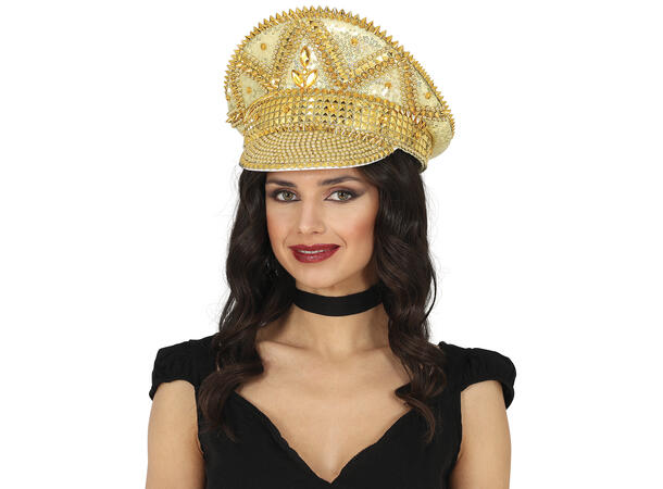 De-luxe kapteinshatt - Gull m/stener 1 Hatt til voksen - Onesize 