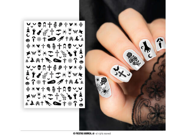 Dekorstener til negler - Sort 1 Ark med sminkestener 10x7cm 