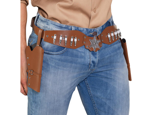 Dobbelt pistolbelte - Cowboy - u/pistoer 1 Pistolbete i kunstlær - 125cm 
