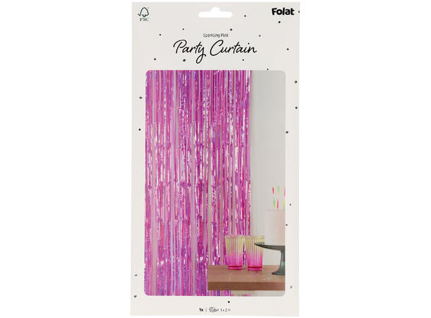 Dørgardin - Frynset - Sparkling Pink 1 Folie dørgardin - 2x1m