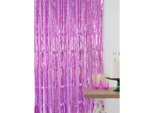 Dørgardin - Frynset - Sparkling Pink 1 Folie dørgardin - 2x1m