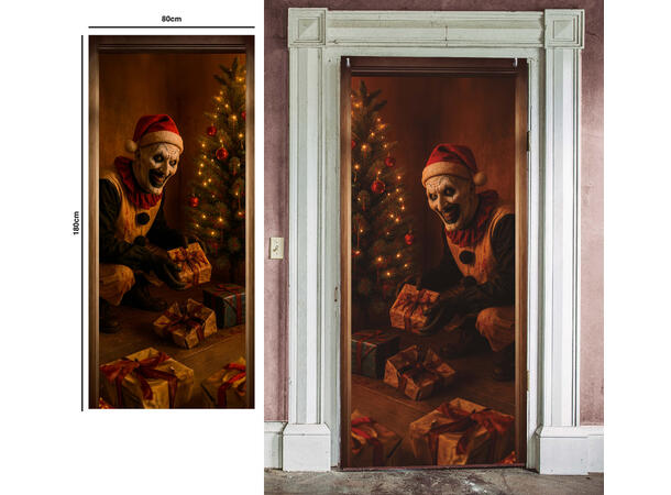 Dørplakat - Skummel nisse 1 Dørplakat in polyester - 80x180cm 