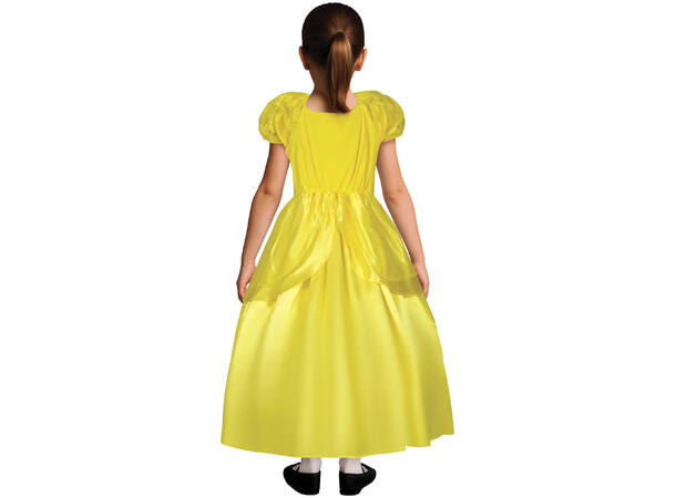 Eventyrprinsesse - Gul lang kjole 1 Barnekostyme til jente - Str 3-4 År 