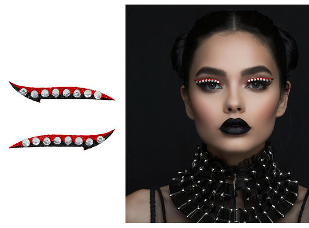 Eyeliner - ansiktskrystaller - rød 1 par med selvklebende stener 