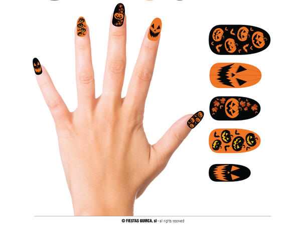 Falske negler - Gresskar 12 falske negler m/lim 