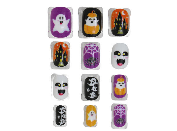 Falske negler - Halloween 4 12 falske negler m/lim 