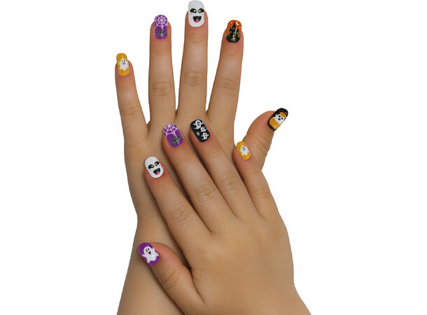 Falske negler - Halloween 4 12 falske negler m/lim 