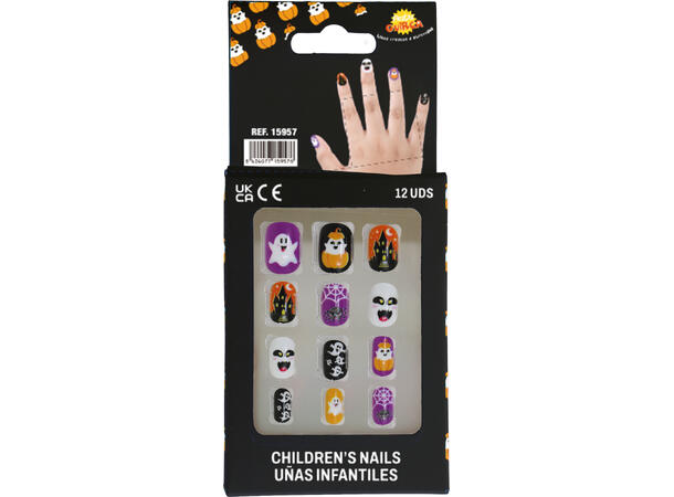 Falske negler - Halloween 4 12 falske negler m/lim 