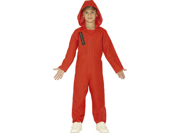 Fangekostyme - Onepiece - Rød 1 Barnekostyme - Str 5-6 År 