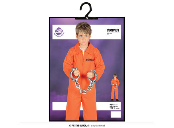 Fangekostyme - Oransje 1 Barnekostyme til gutt - Str 3-4 År 