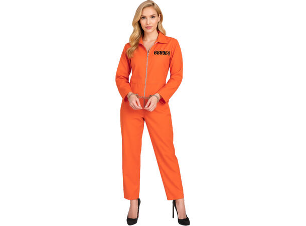 Fangekostyme - lang onepiece - Oransje 1 Damekostyme - str 36-38 (S) 