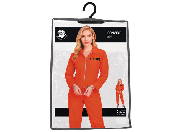 Fangekostyme - lang onepiece - Oransje 1 Damekostyme - str 36-38 (S) 