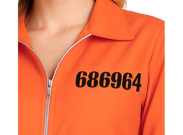 Fangekostyme - lang onepiece - Oransje 1 Damekostyme - str 36-38 (S) 