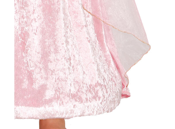 Fløyelsprinsesse - Rosa - lang kjole 1 Barnekostyme til jente - Str 5-6 År 