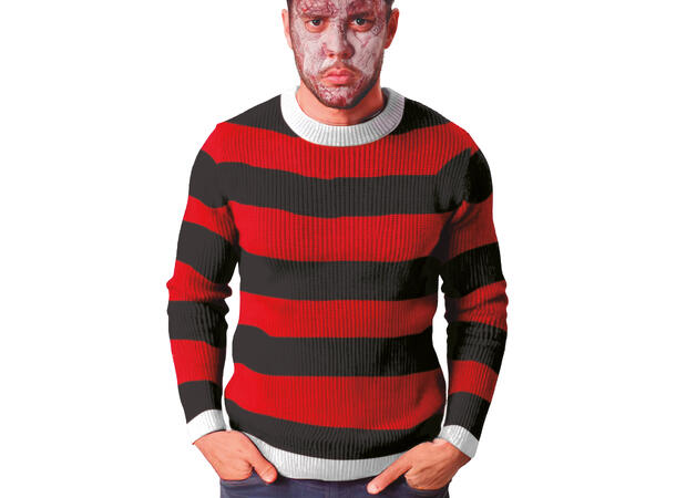 Genser - Sort/rød stripete 1 Genser i bomull - Str L 