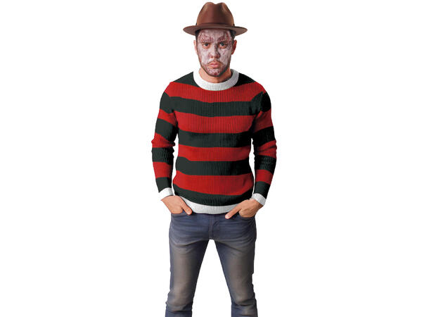 Genser - Sort/rød stripete 1 Genser i bomull - Str L 