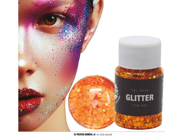 Glitter Gel - Oransje 1 Beholder med gel - 20g 