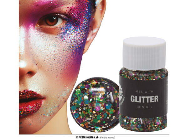 Glitter gel - flerfarget 1 Beholder med gel - 20g 