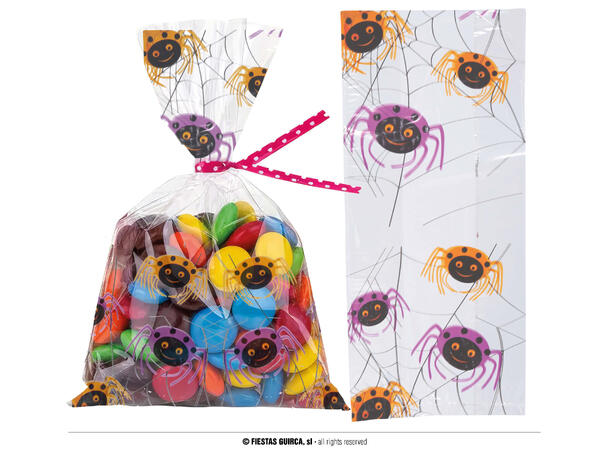 Godteposer - Edderkopper 20 godteposer i plast - 28x13cm 