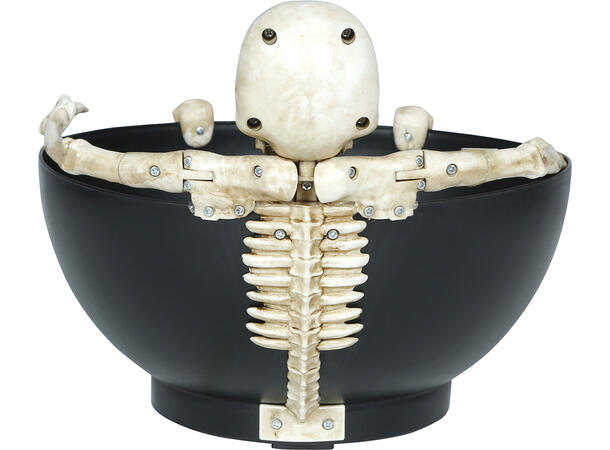 Godteskål m/lyd/lys/bevegelse - Skjelett 1 Bolle i metall/PVC - 23cm 