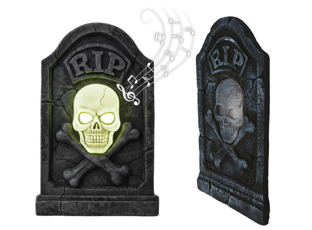 Gravsten - Piratskalle 1 Gravsten i skum  m/lys/lyd - 90x50cm 