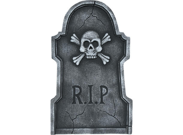 Gravsten - R.I.P. Dødnigehode 1 Gravsten i skum - 55x34cm 