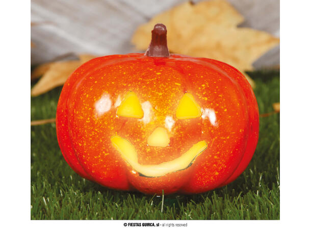 Gresskar lanterne med lys 1 Gresskar i skum - 16cm 