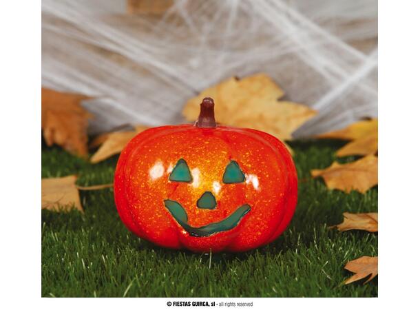 Gresskar lanterne med lys 1 Gresskar i skum - 16cm 