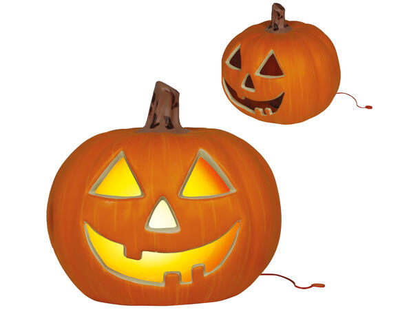 Gresskar m/intenst lys - oransje 1 Gresskar i PVC m/lys - 20cm 