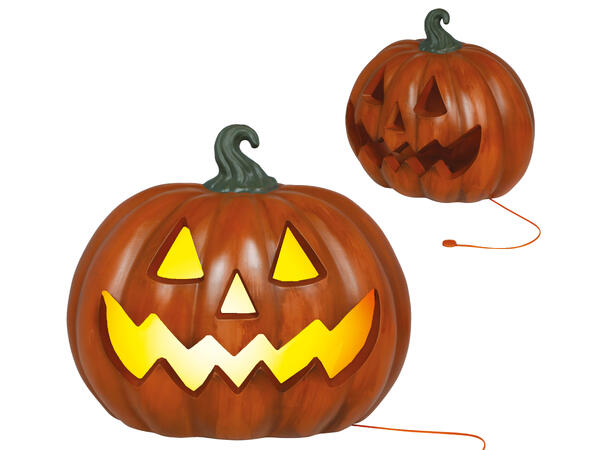 Gresskarlykt med intenst lys - oransje 1 Gresskar i PVC m/lys - 28cm 