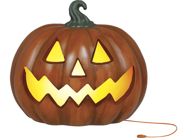 Gresskarlykt med intenst lys - oransje 1 Gresskar i PVC m/lys - 28cm 