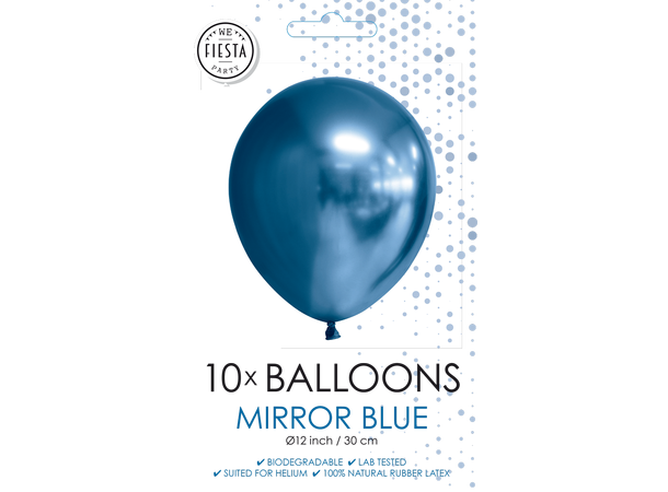 Gummiballonger - Mirror Blue 10 Gummiballonger - 30cm (12") 