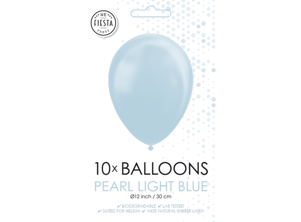 Gummiballonger - Pearl Light Blue 10 Gummiballonger - 30cm (12") 