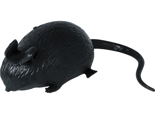 Gummimus - sort Display med 12 mus i gummi - 7cm 