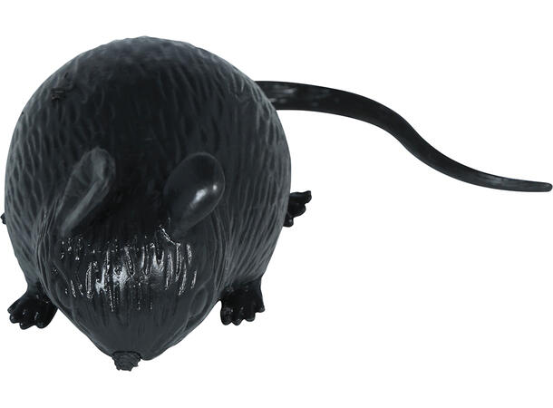 Gummimus - sort Display med 12 mus i gummi - 7cm 