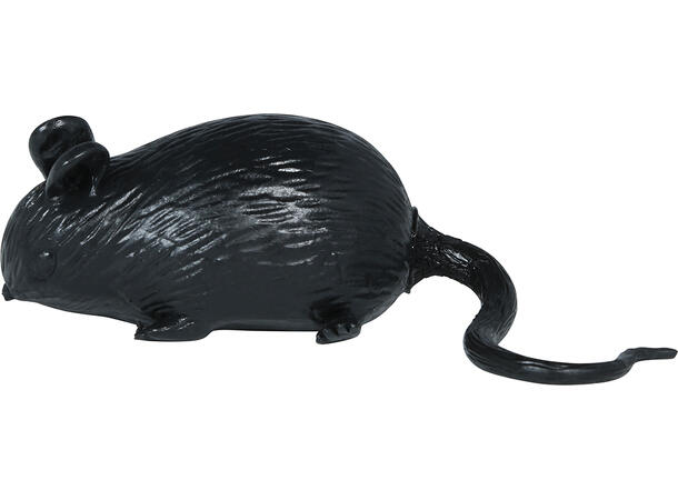 Gummimus - sort Display med 12 mus i gummi - 7cm 