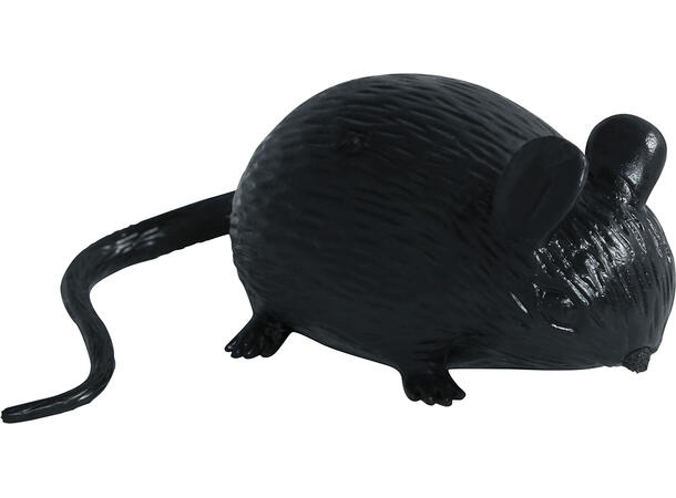 Gummimus - sort Display med 12 mus i gummi - 7cm 