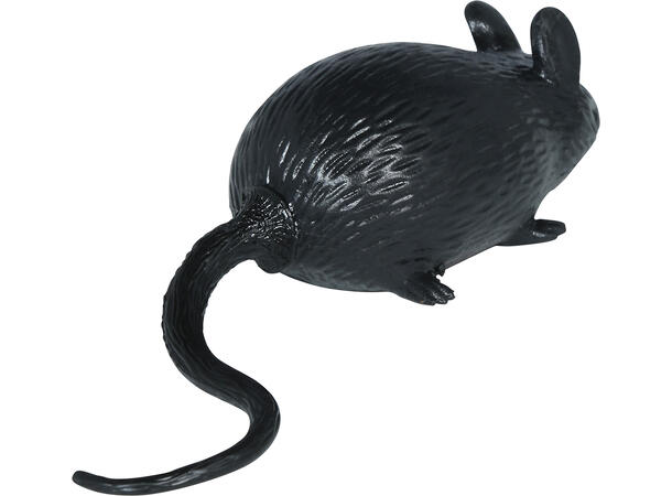 Gummimus - sort Display med 12 mus i gummi - 7cm 