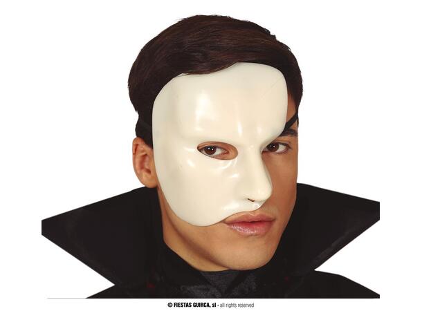 Halvmaske hvit - Phantom 1 Maske i PVC 