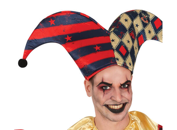 Harlequin - Rød/Blå/Hvit - 4 deler 1 Herrekostyme - str 46-48 (S) 