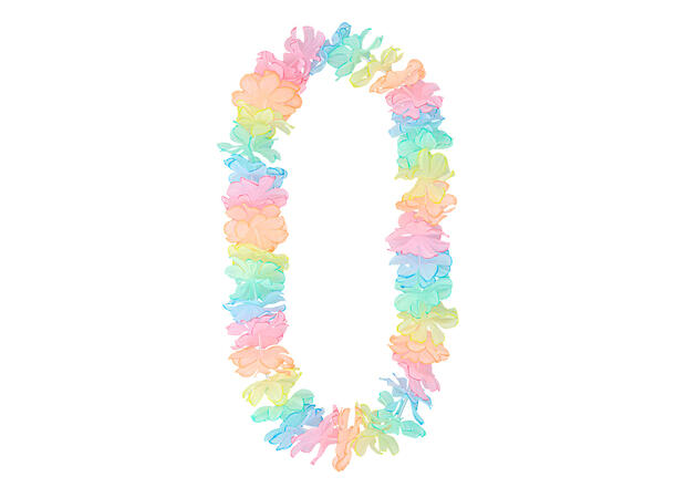 Hawaii sett - Pastellfarget Hodekrans, 2 armbånd, krans 